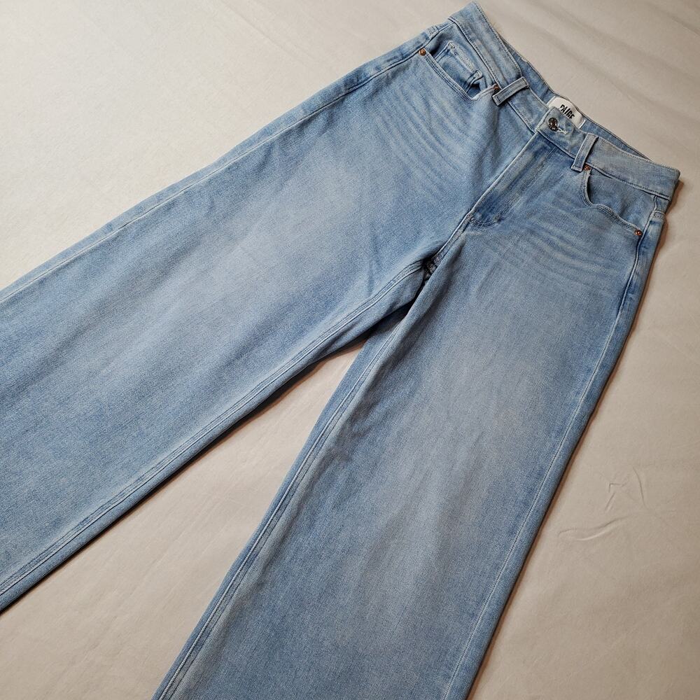Paige Women's Size 27 Anessa Classic Wide Leg Jean Frayed Hem Blue
